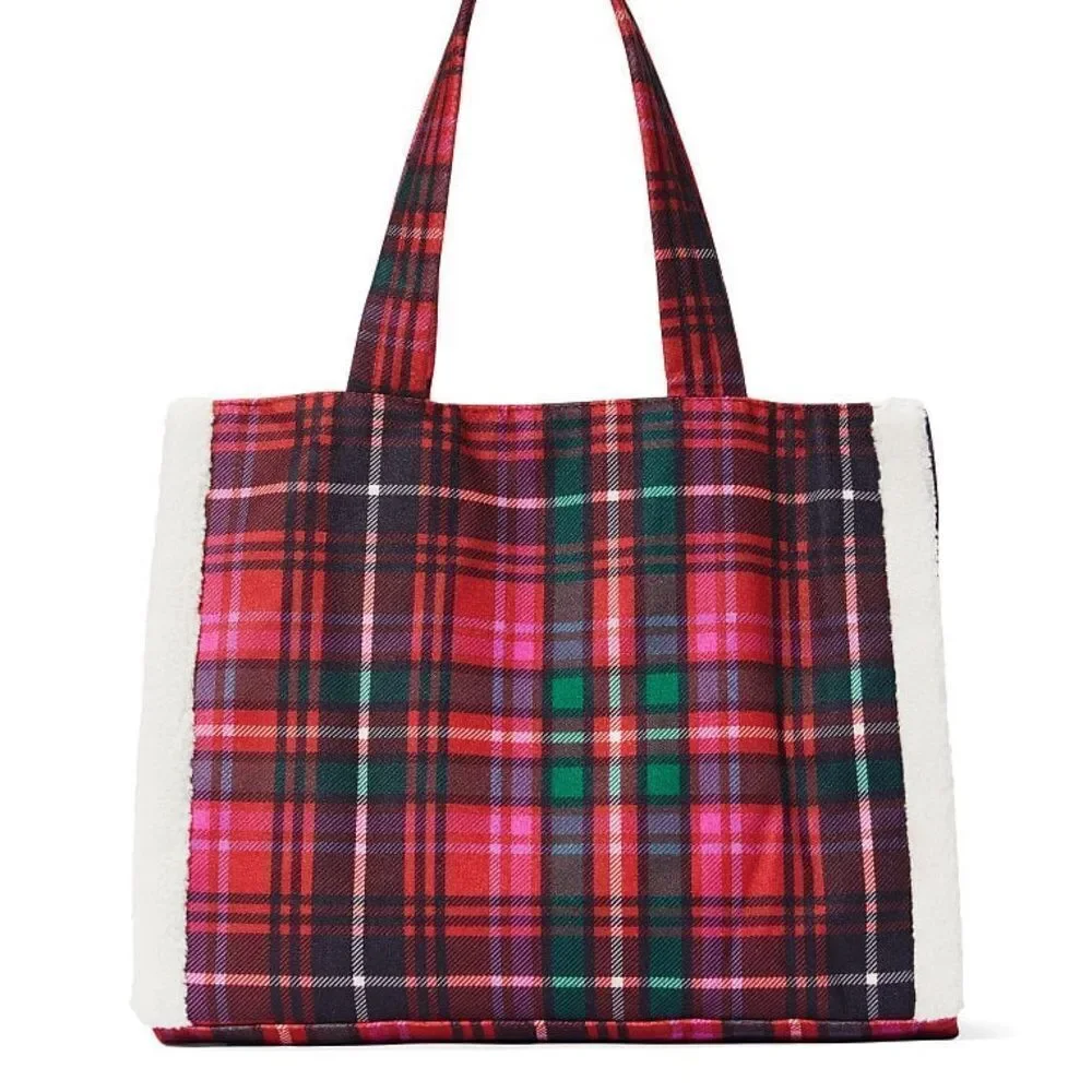 New! 2022 VS Red Cozy Plaid Tote